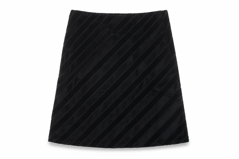 Nomads Womens Black Striped Viscose A-Line Skirt Size L Zip