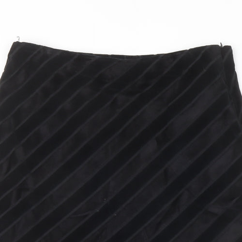 Nomads Womens Black Striped Viscose A-Line Skirt Size L Zip