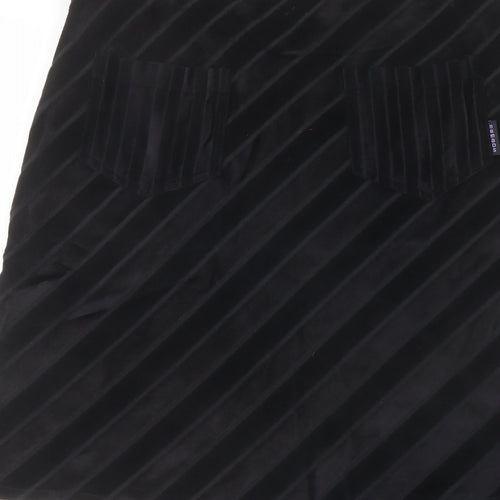 Nomads Womens Black Striped Viscose A-Line Skirt Size L Zip