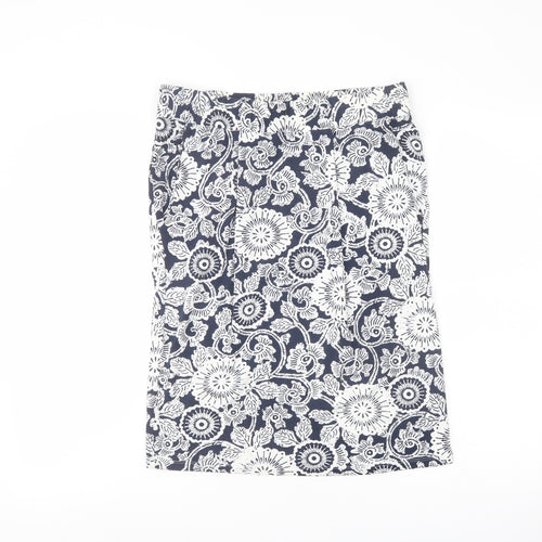 Marks and Spencer Womens Blue Geometric Viscose A-Line Skirt Size 12