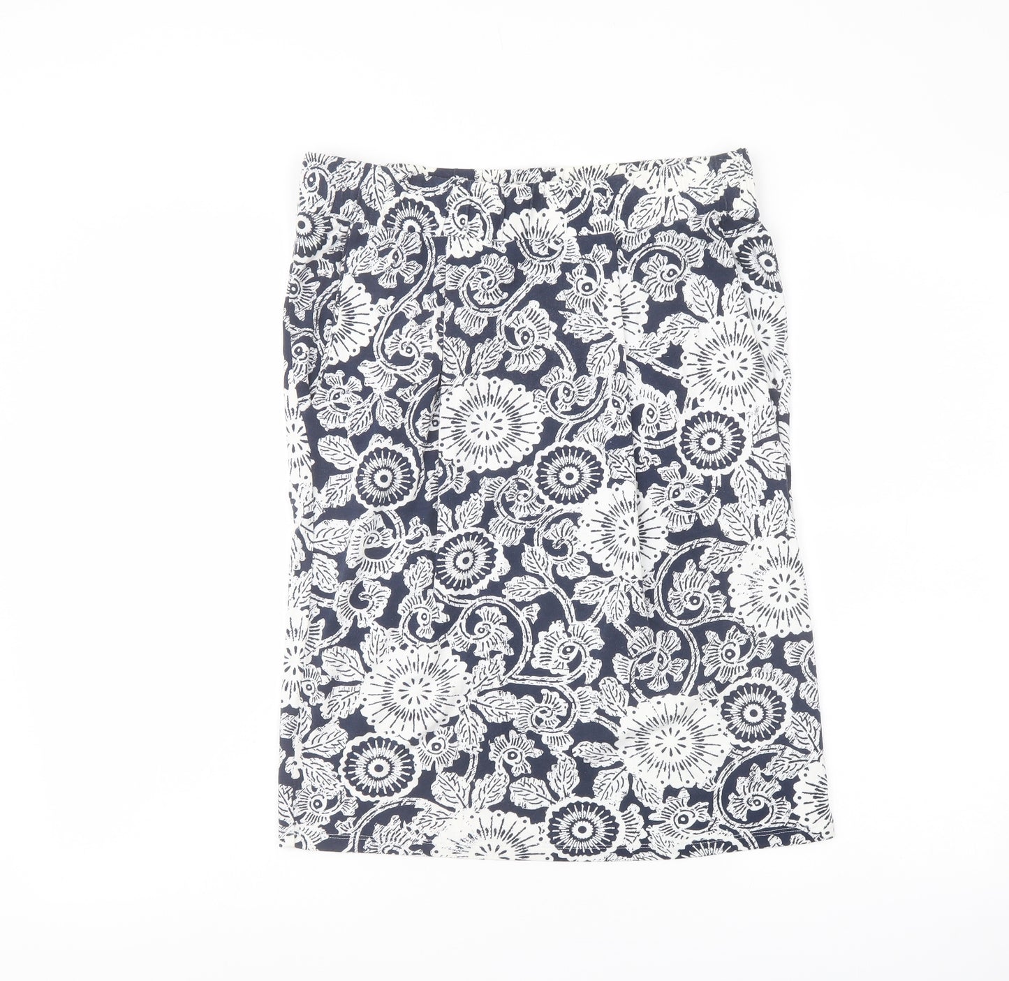 Marks and Spencer Womens Blue Geometric Viscose A-Line Skirt Size 12