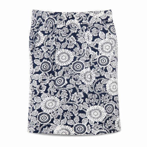 Marks and Spencer Womens Blue Geometric Viscose A-Line Skirt Size 12