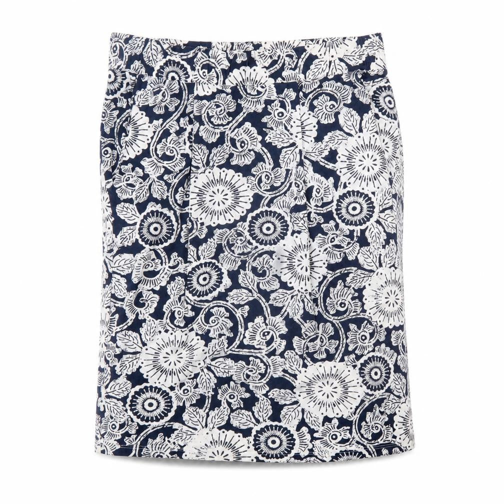 Marks and Spencer Womens Blue Geometric Viscose A-Line Skirt Size 12