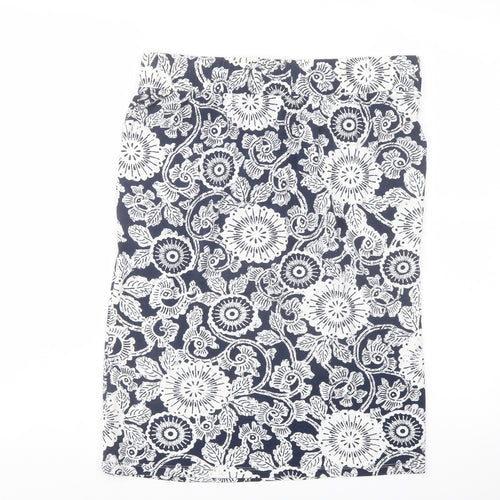 Marks and Spencer Womens Blue Geometric Viscose A-Line Skirt Size 12