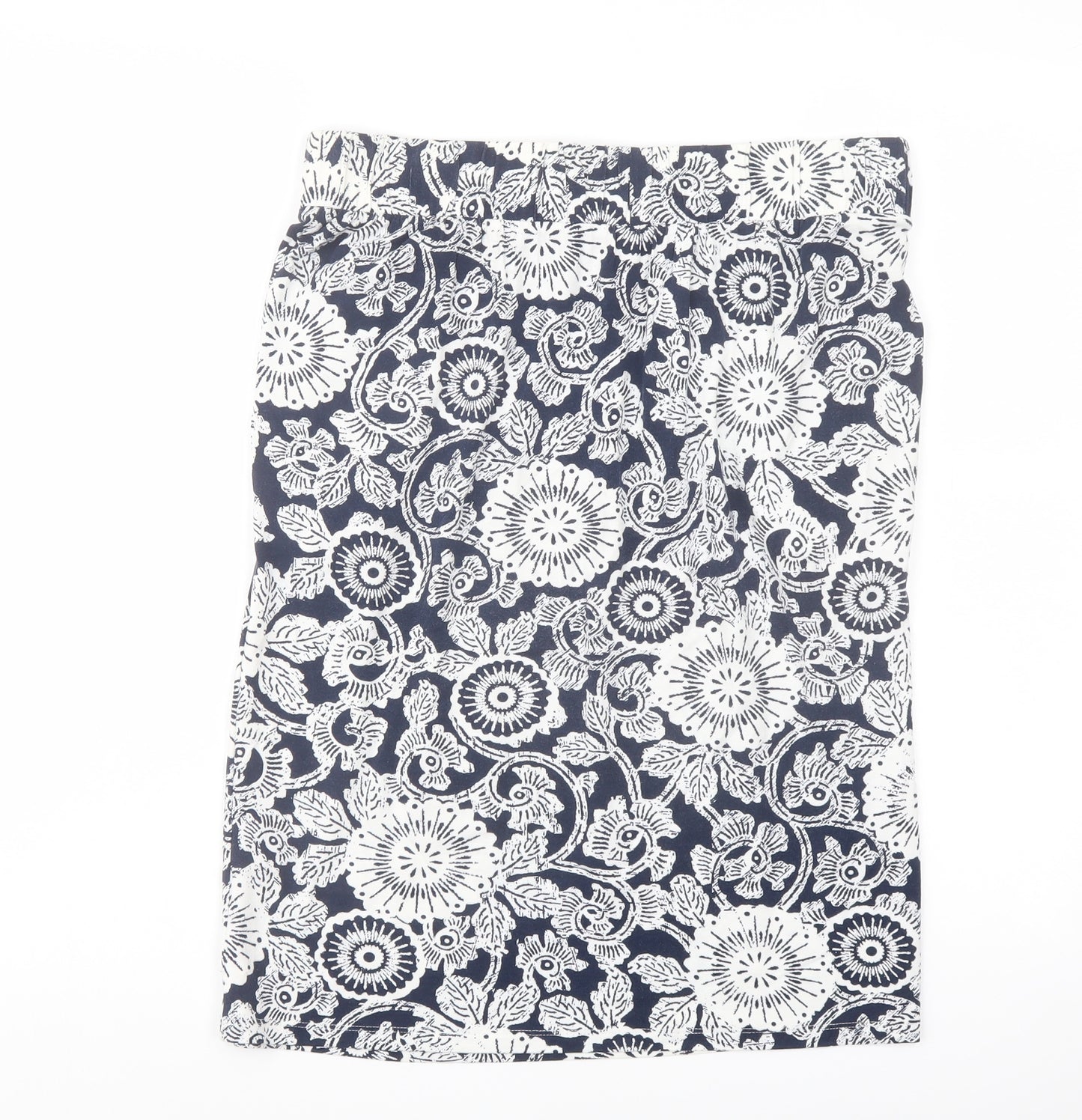 Marks and Spencer Womens Blue Geometric Viscose A-Line Skirt Size 12