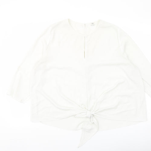 River Island Womens White Polyester Basic Blouse Size 16 Round Neck