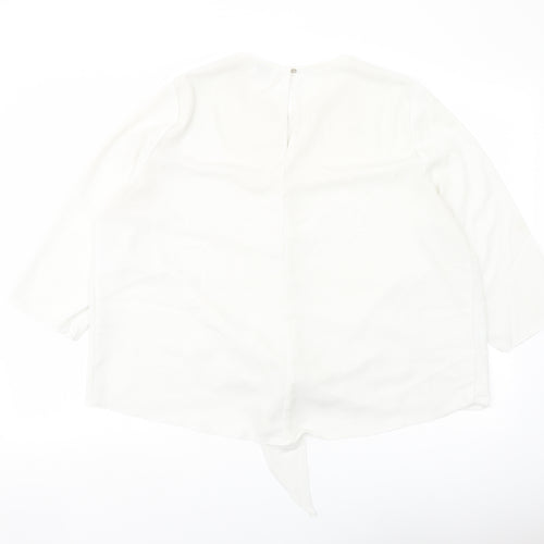 River Island Womens White Polyester Basic Blouse Size 16 Round Neck