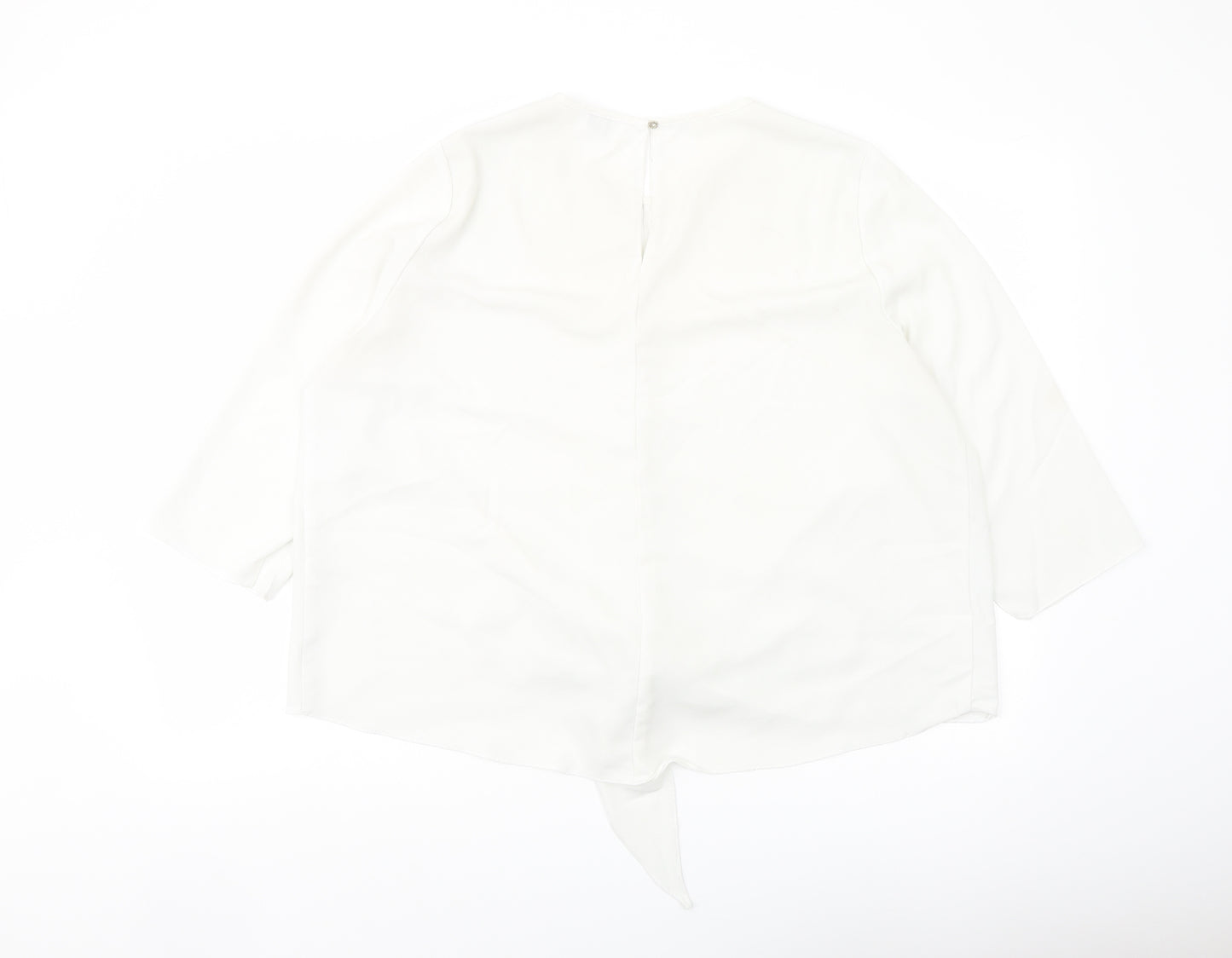 River Island Womens White Polyester Basic Blouse Size 16 Round Neck