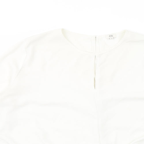 River Island Womens White Polyester Basic Blouse Size 16 Round Neck