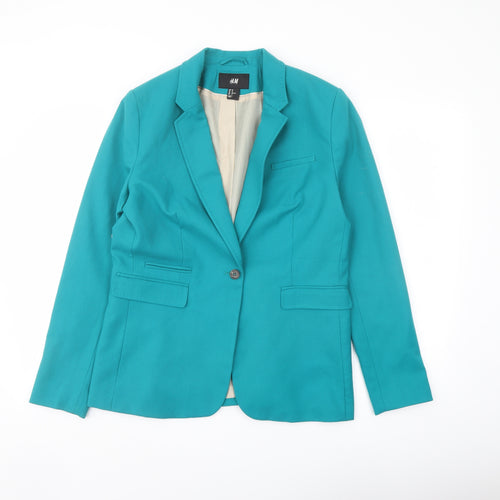 H&M Womens Green Polyacrylate Fibre Jacket Blazer Size 14