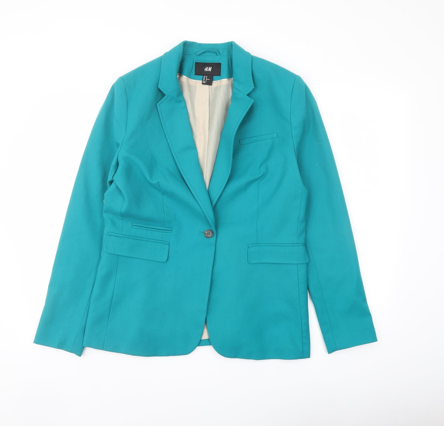 H&M Womens Green Polyacrylate Fibre Jacket Blazer Size 14