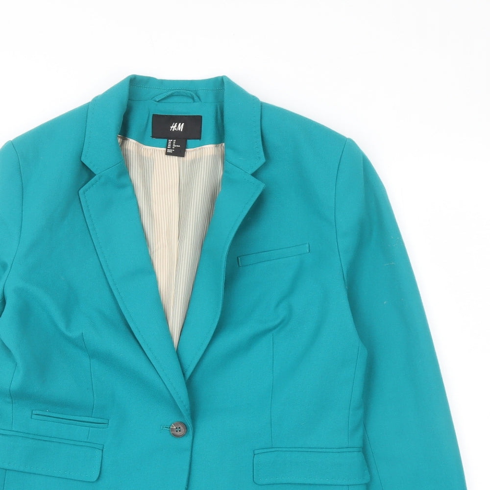 H&M Womens Green Polyacrylate Fibre Jacket Blazer Size 14
