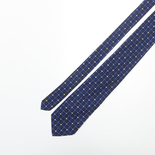 Marks and Spencer Mens Blue Plaids & Checks Polyester Pointed Tie One Size
