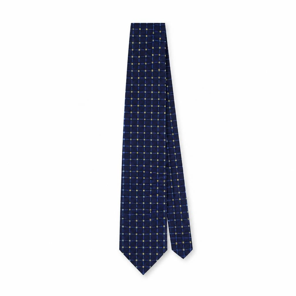 Front view of Marks & Spencer men’s blue plaids & checks polyester pointed tie one size