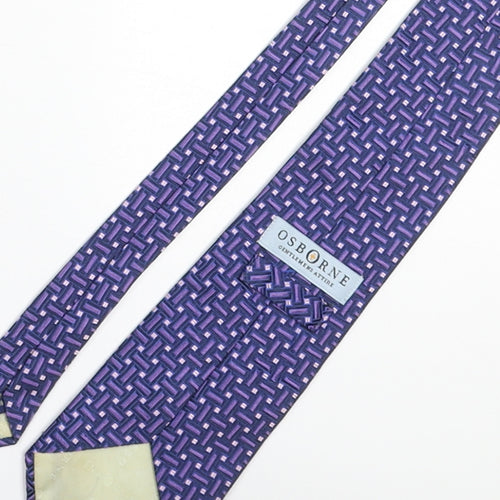 Osborne Mens Multicoloured Geometric Silk Pointed Tie One Size