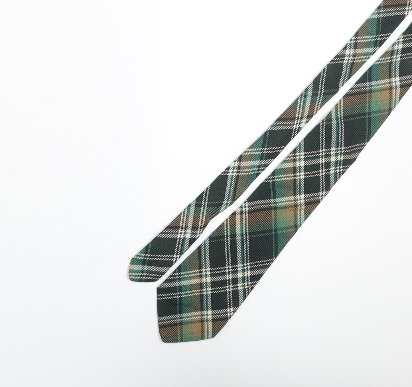 Munrospun Mens Green Plaids & Checks Wool Pointed Tie One Size