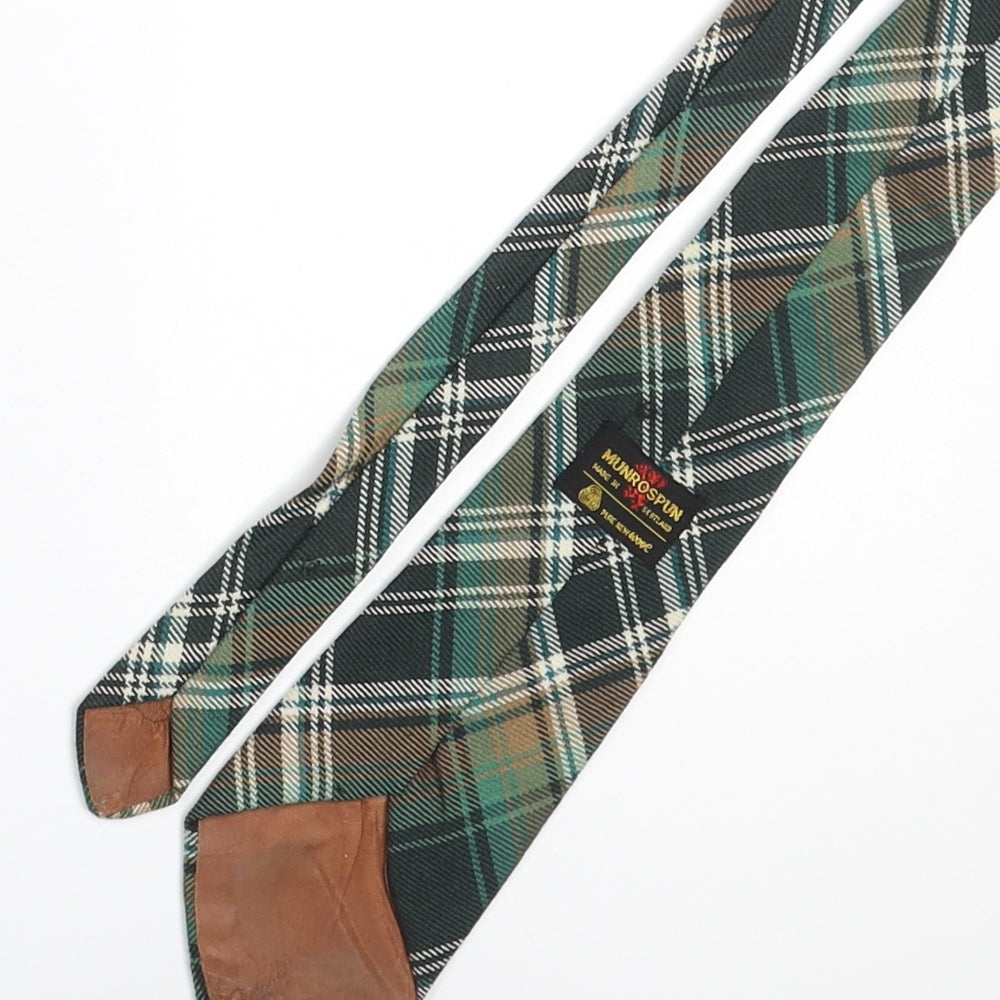 Munrospun Mens Green Plaids & Checks Wool Pointed Tie One Size