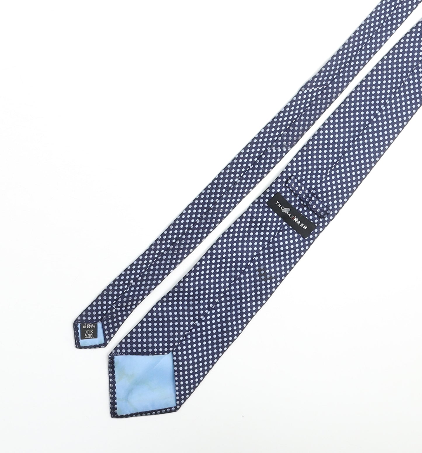 Thomas Nash Mens Blue Polka Dot Silk Pointed Tie One Size