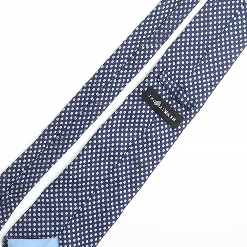Thomas Nash Mens Blue Polka Dot Silk Pointed Tie One Size