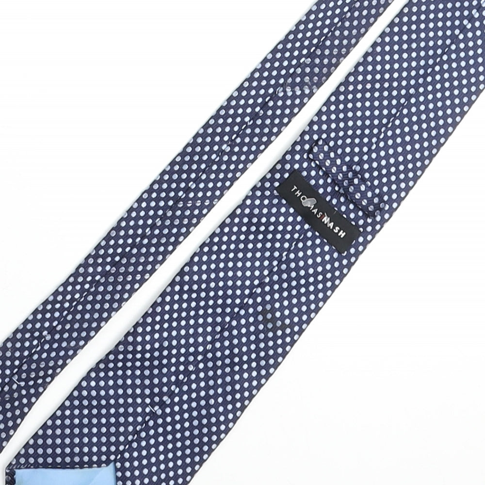 Thomas Nash Mens Blue Polka Dot Silk Pointed Tie One Size