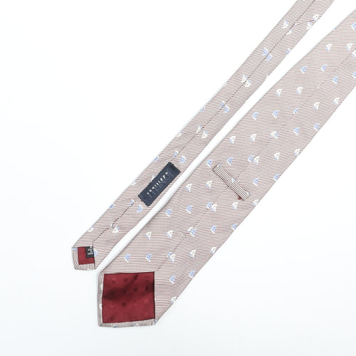 Jonelle Mens Multicoloured Geometric Silk Pointed Tie One Size - Boat Print