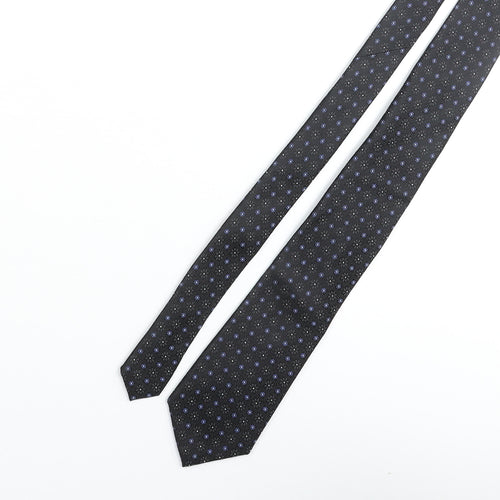 William Hunt Mens Black Geometric Silk Pointed Tie One Size