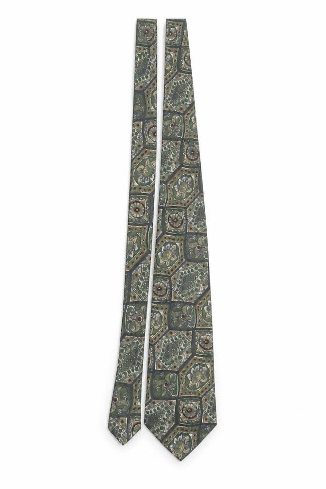 Front view of Burlington men’s multicoloured geometric polyester pointed tie one size