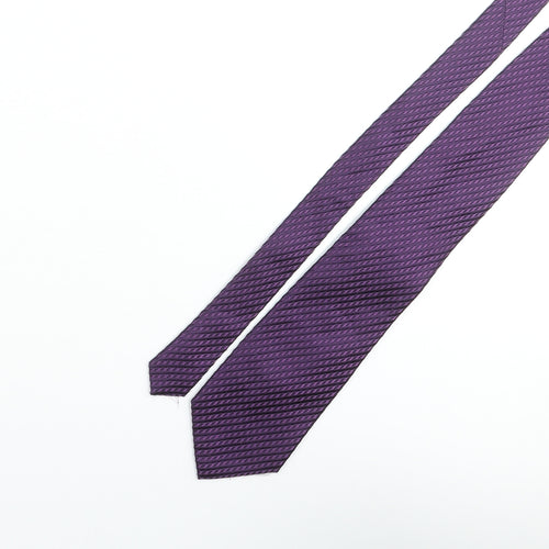 Landisun Mens Purple Geometric Silk Pointed Tie One Size