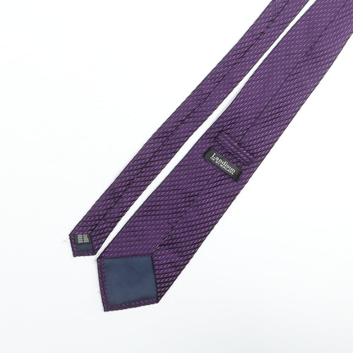 Landisun Mens Purple Geometric Silk Pointed Tie One Size