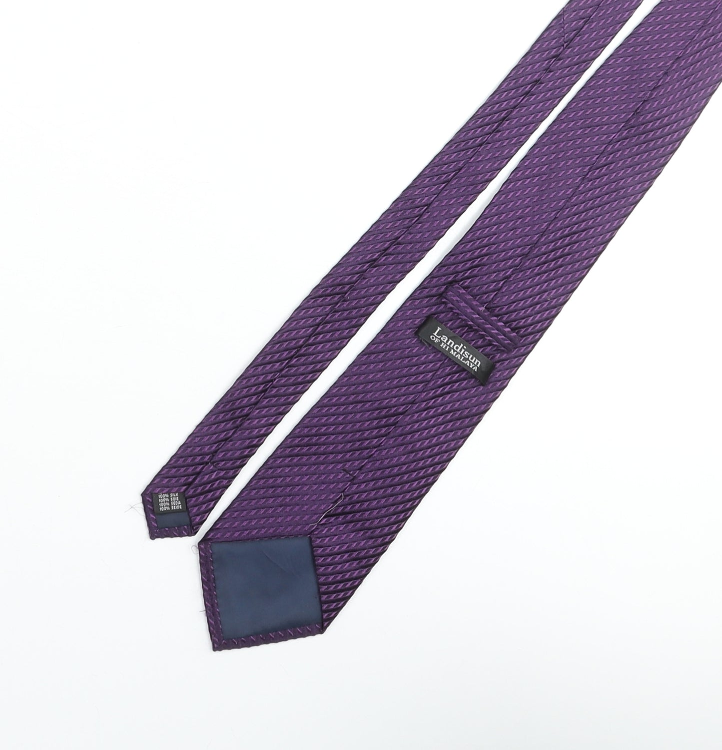 Landisun Mens Purple Geometric Silk Pointed Tie One Size