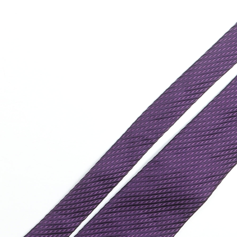 Landisun Mens Purple Geometric Silk Pointed Tie One Size