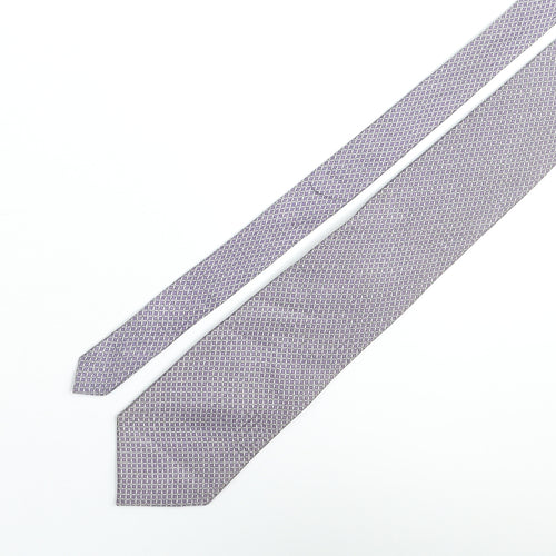 D'alembi Mens Purple Geometric Silk Pointed Tie One Size