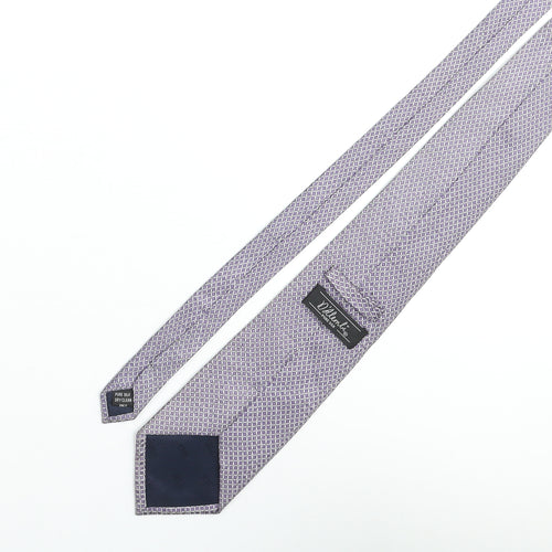 D'alembi Mens Purple Geometric Silk Pointed Tie One Size