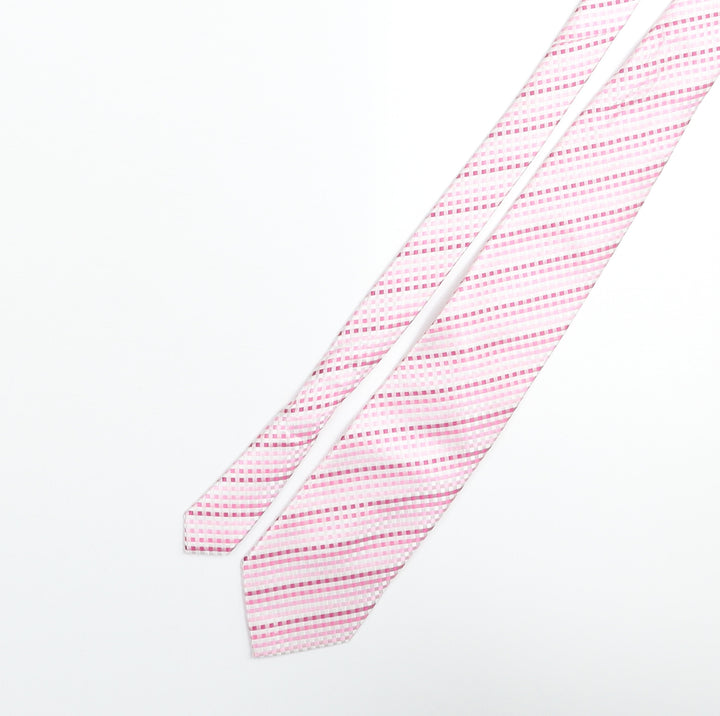 Greenwoods Mens Pink Plaids & Checks Polyester Pointed Tie One Size