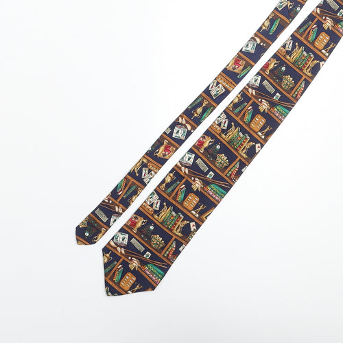 Past Times Mens Multicoloured Geometric Silk Pointed Tie One Size - Golf Collection