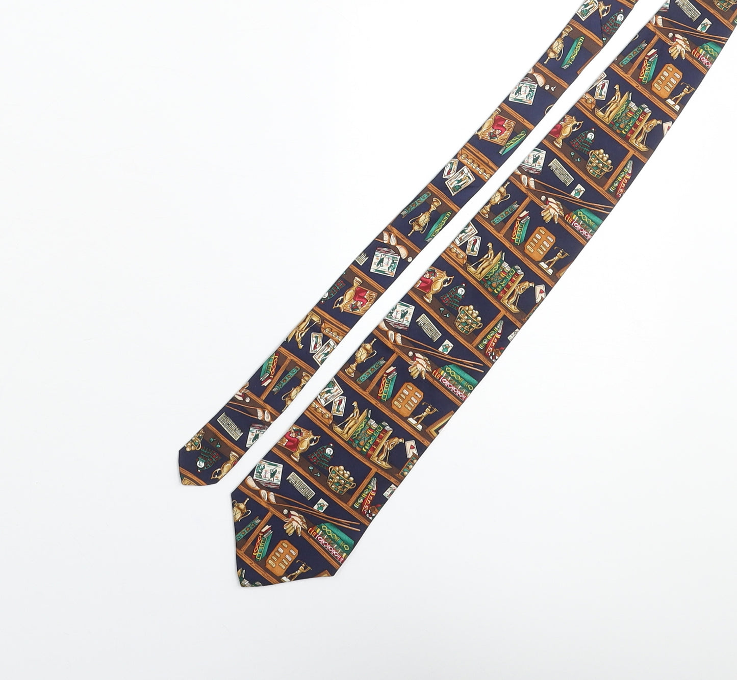 Past Times Mens Multicoloured Geometric Silk Pointed Tie One Size - Golf Collection