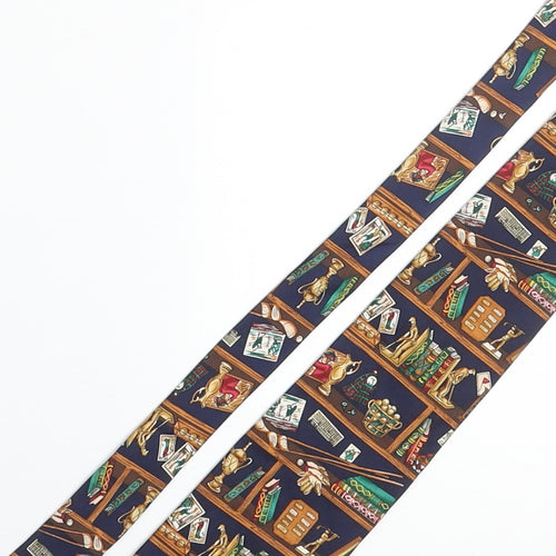 Past Times Mens Multicoloured Geometric Silk Pointed Tie One Size - Golf Collection