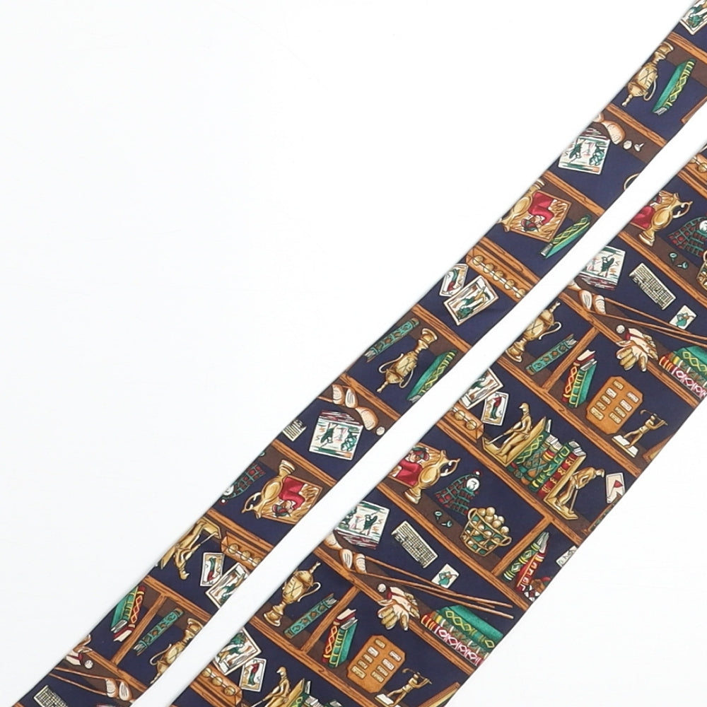 Past Times Mens Multicoloured Geometric Silk Pointed Tie One Size - Golf Collection