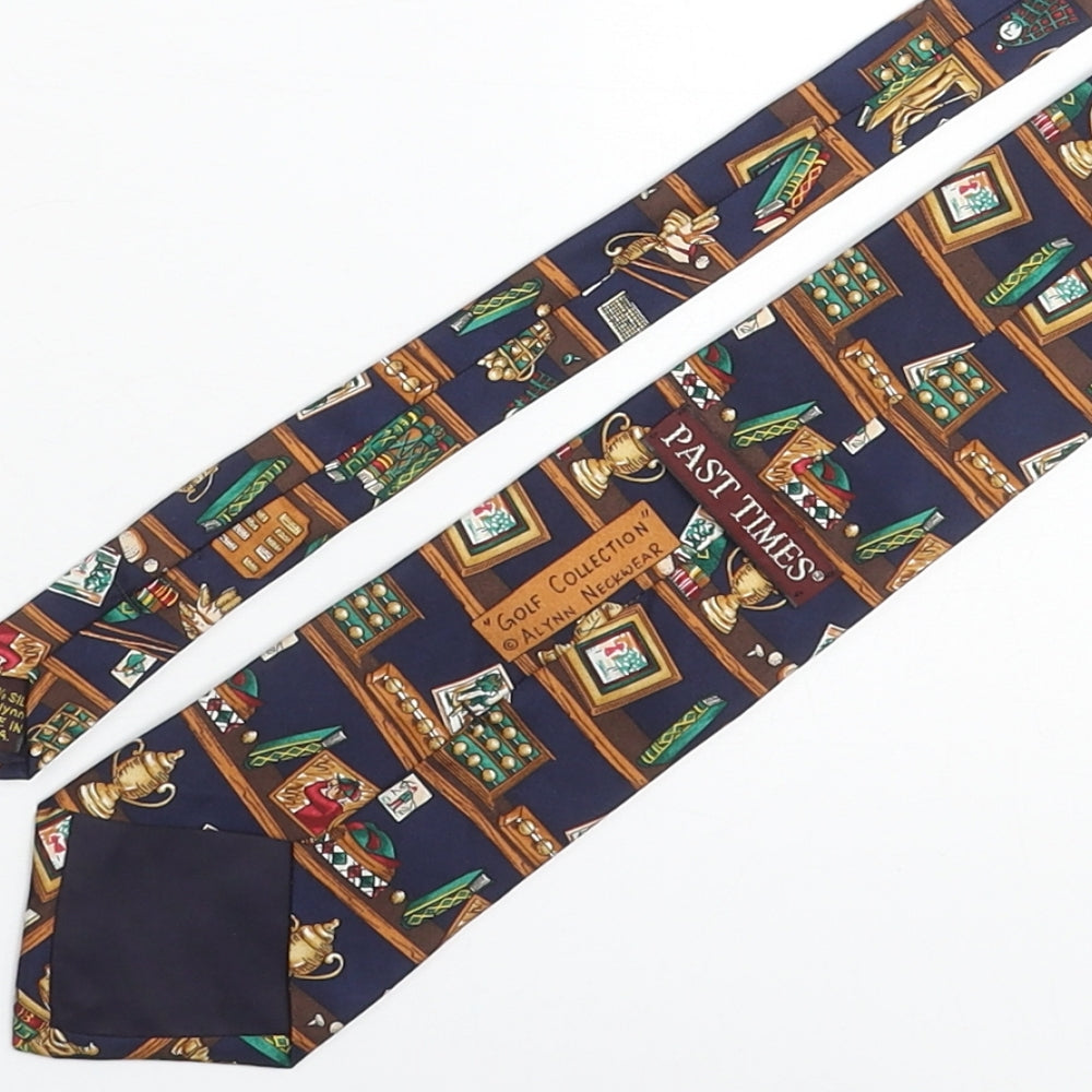 Past Times Mens Multicoloured Geometric Silk Pointed Tie One Size - Golf Collection