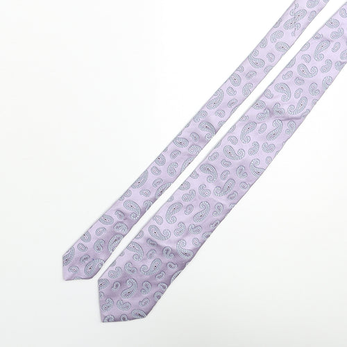 Simon Carter Mens Purple Geometric Silk Pointed Tie One Size