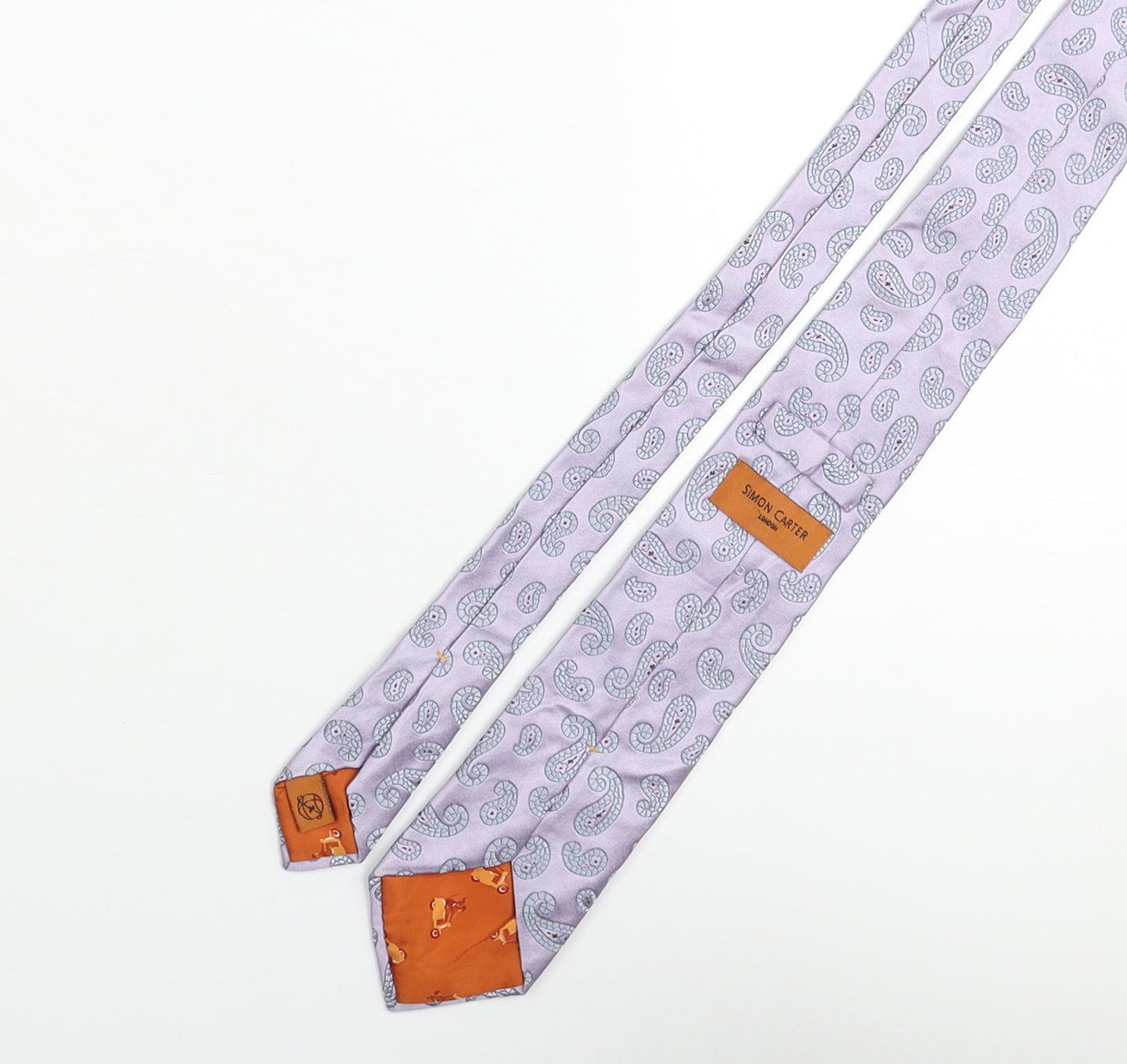 Simon Carter Mens Purple Geometric Silk Pointed Tie One Size