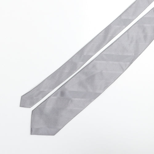 Liv Mens Grey Striped Silk Pointed Tie One Size