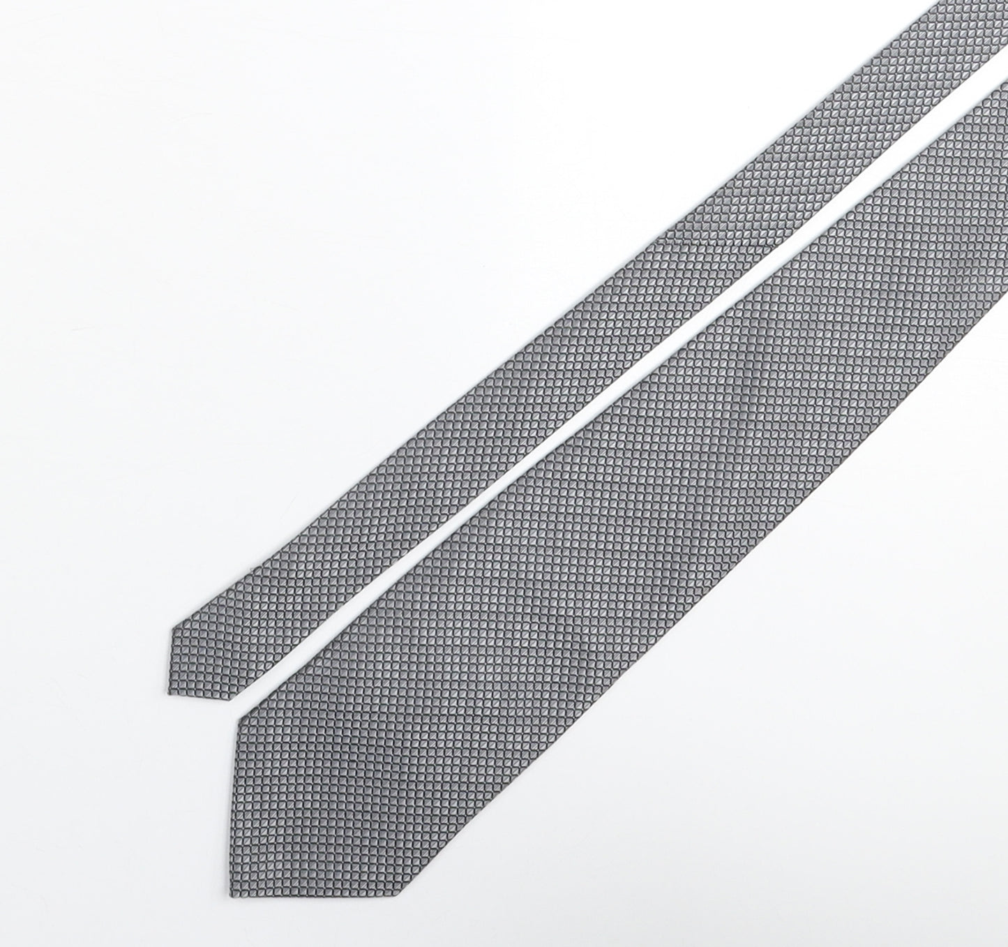 Michelle Hoche Mens Grey Geometric Silk Pointed Tie One Size