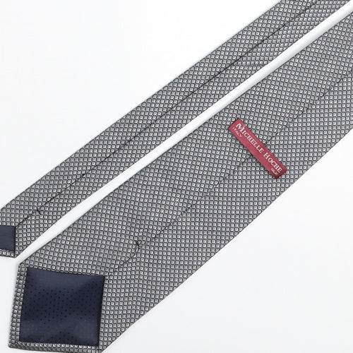 Michelle Hoche Mens Grey Geometric Silk Pointed Tie One Size