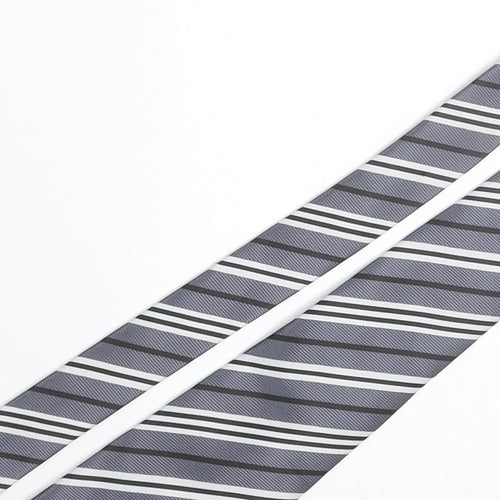Boss Mens Grey Striped Polyester Pointed Tie One Size