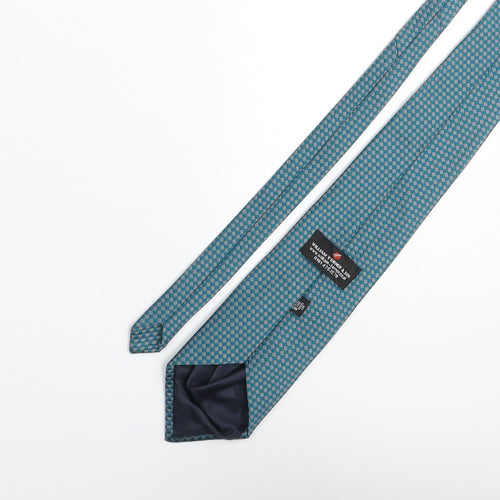 William Turner & Son Mens Blue Geometric Polyester Pointed Tie One Size