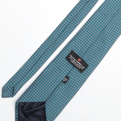 William Turner & Son Mens Blue Geometric Polyester Pointed Tie One Size
