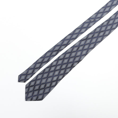 Austin Reed Mens Blue Geometric Silk Pointed Tie One Size - Diamond