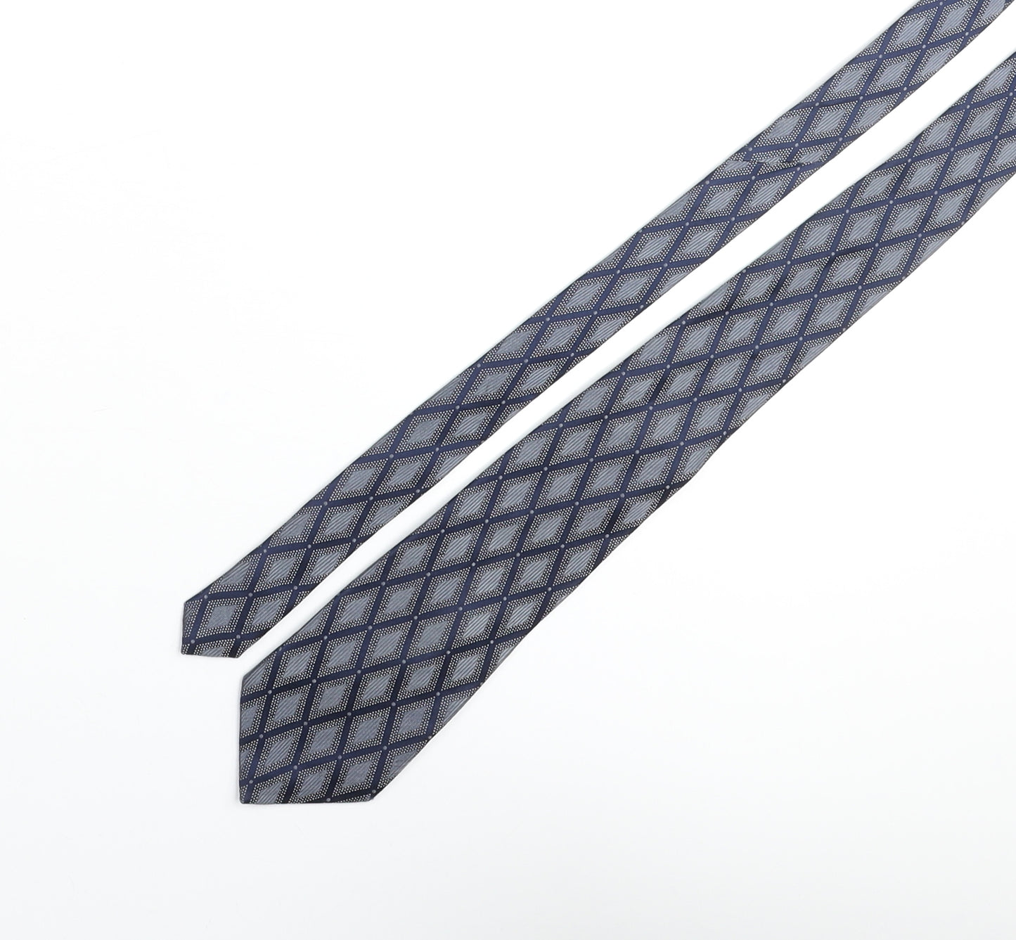 Austin Reed Mens Blue Geometric Silk Pointed Tie One Size - Diamond