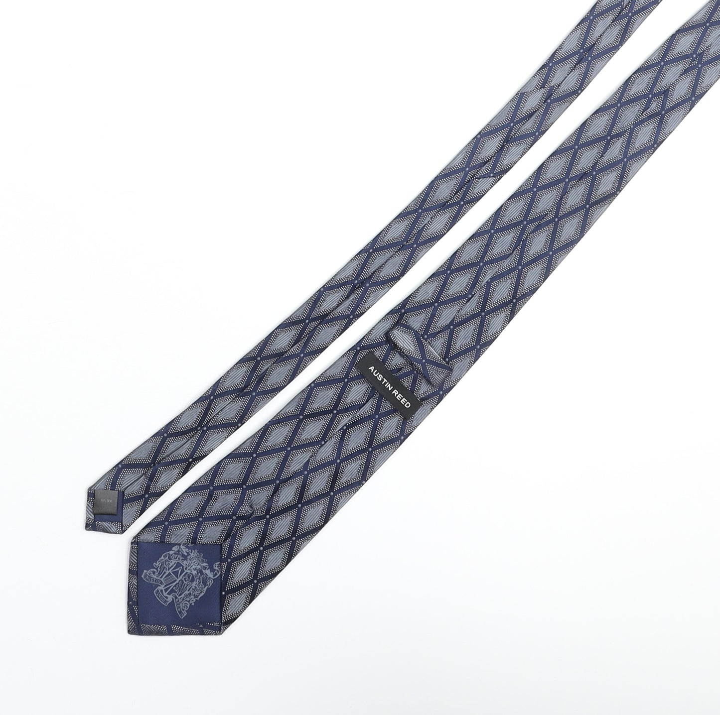 Austin Reed Mens Blue Geometric Silk Pointed Tie One Size - Diamond